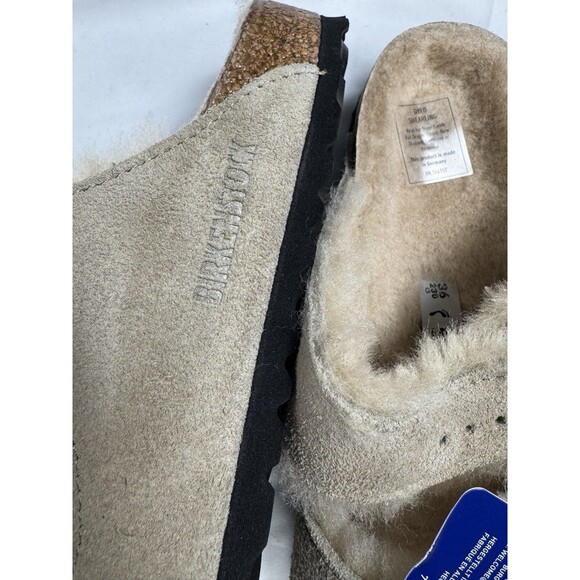 Birkenstock Arizona Shearling Taupe Womens Casual Soft Footbed Clog EU 36 - Picture 6 of 9